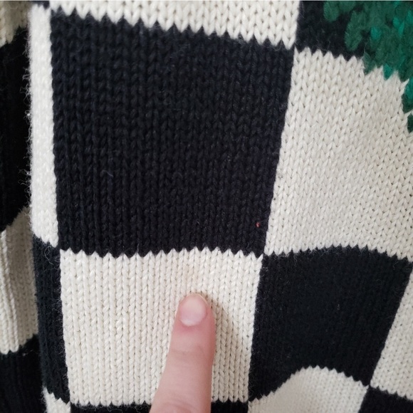 Vintage Ugly Christmas Mock Neck Checkered Sweater - Picture 8 of 8